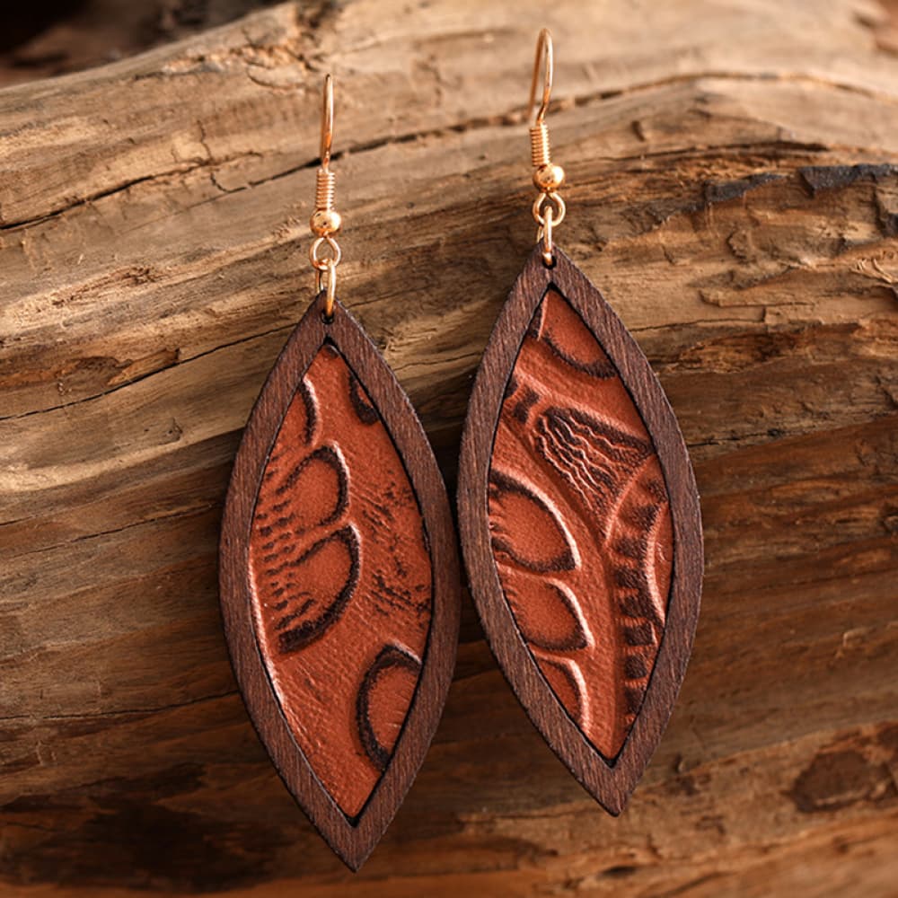 Geometrical Shape Wooden Dangle Earrings - AllIn Computer