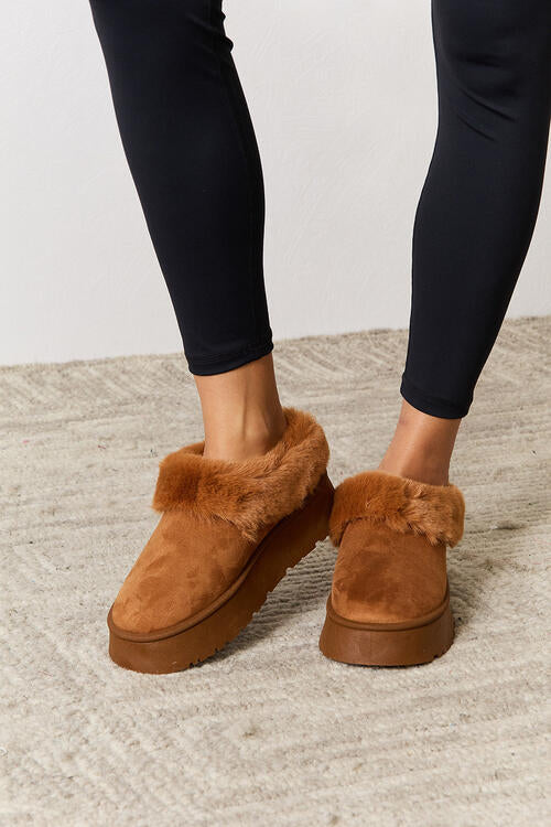 Legend Footwear Furry Chunky Platform Ankle Boots - AllIn Computer