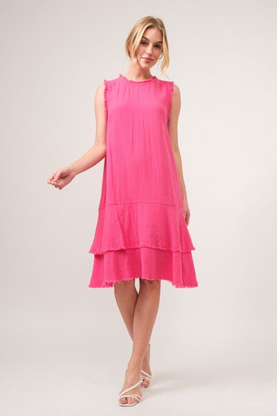 And The Why Washed Fringe Detail Tiered Dress - AllIn Computer