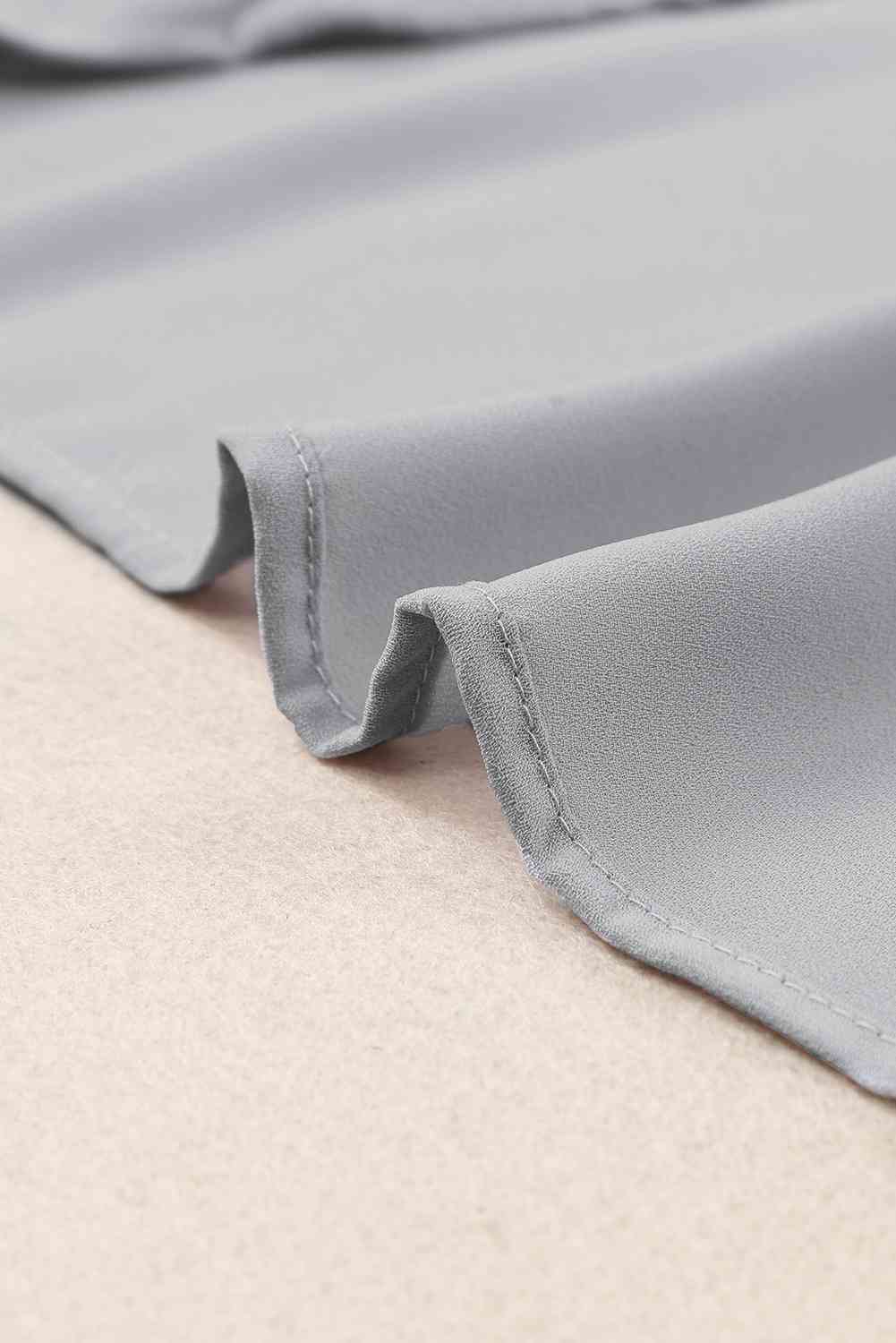 Gathered Detail Notched Neck Flutter Sleeve Top - AllIn Computer