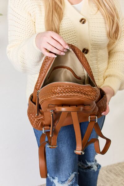 SHOMICO PU Leather Woven Backpack - AllIn Computer