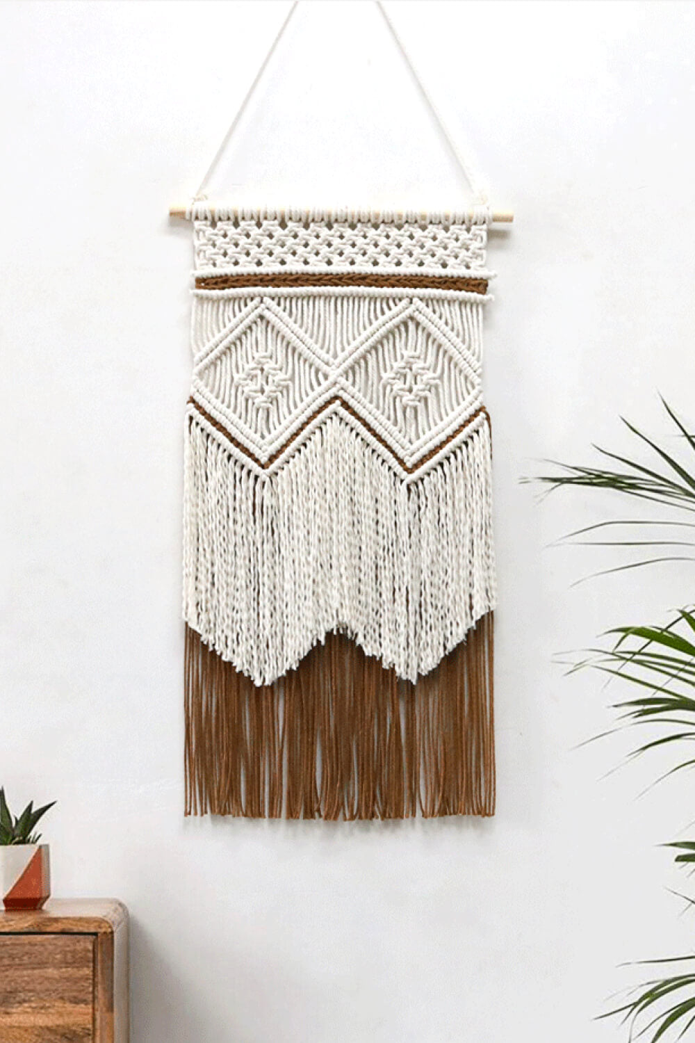 Two-Tone Handmade Macrame Hanging Wall Piece - AllIn Computer