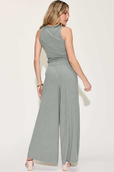Basic Bae Full Size Ribbed Tank and Wide Leg Pants Set - AllIn Computer