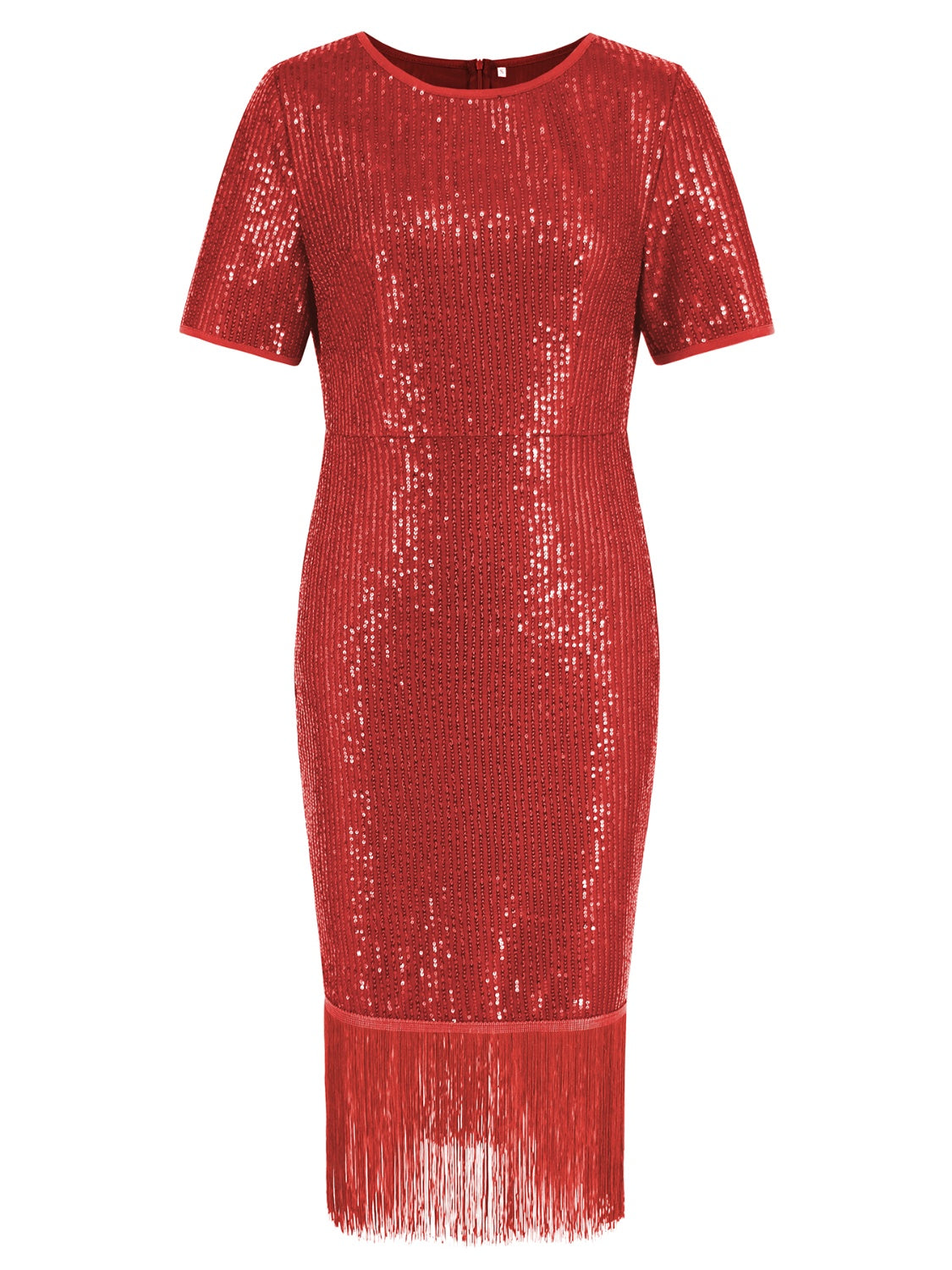 Tassel Sequin Short Sleeve Dress - AllIn Computer