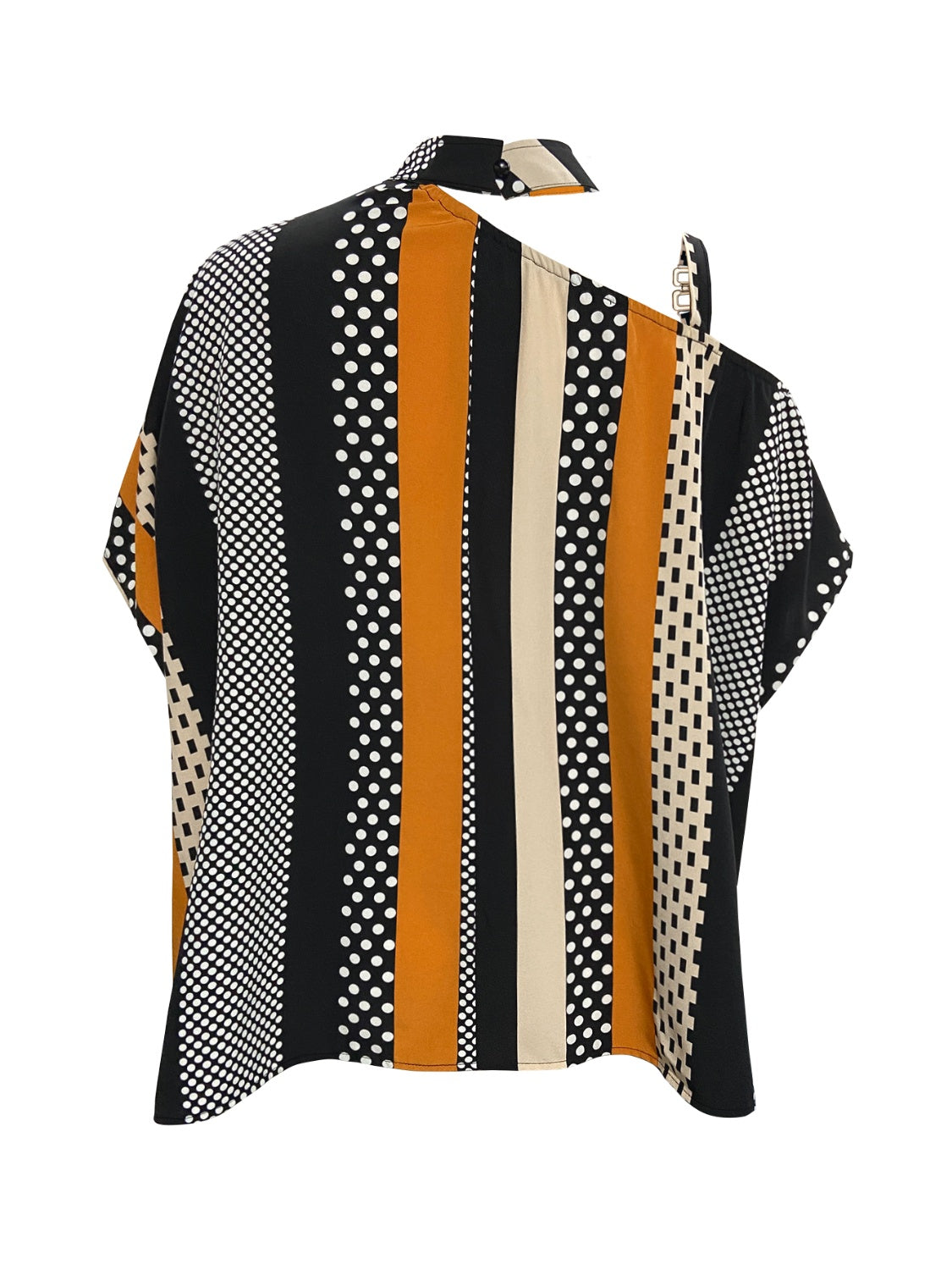 Cutout Color Block Mock Neck Blouse - AllIn Computer