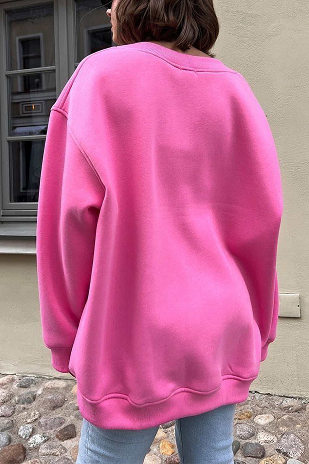 Oversize Round Neck Dropped Shoulder Sweatshirt - AllIn Computer