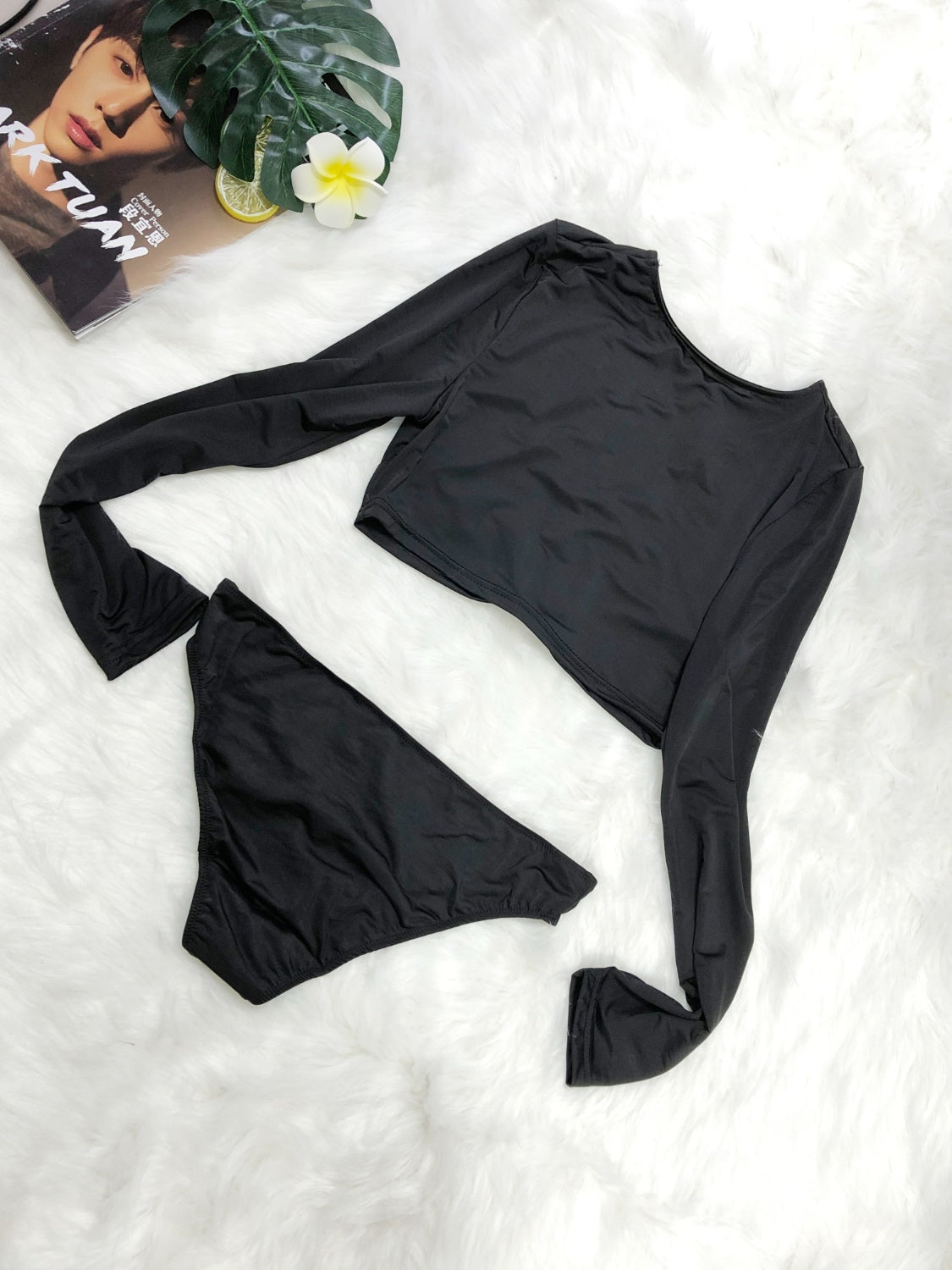 Round Neck Long Sleeve Top and Brief Swim Set - AllIn Computer