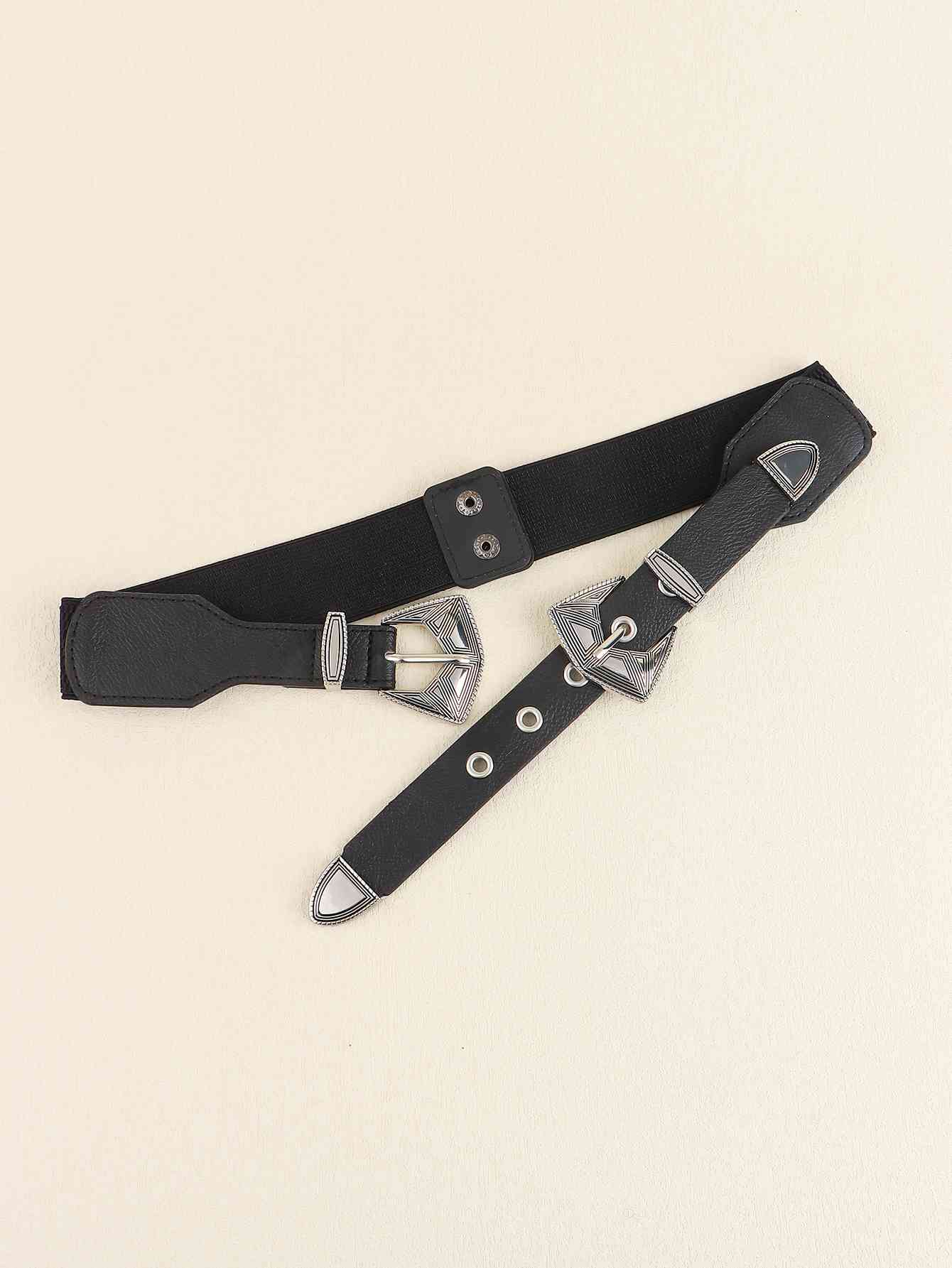 Double Buckle PU Leather Belt - AllIn Computer