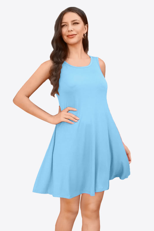 Full Size Round Neck Sleeveless Dress with Pockets - AllIn Computer