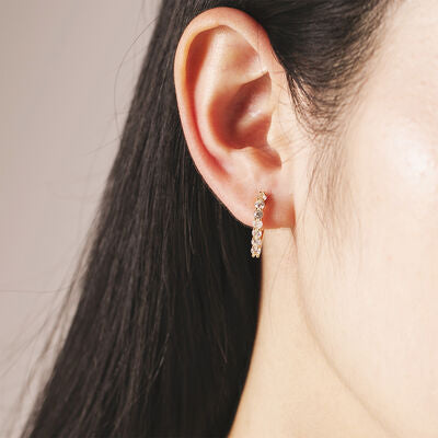 Inlaid Zircon 925 Sterling Silver Heart Earrings - AllIn Computer