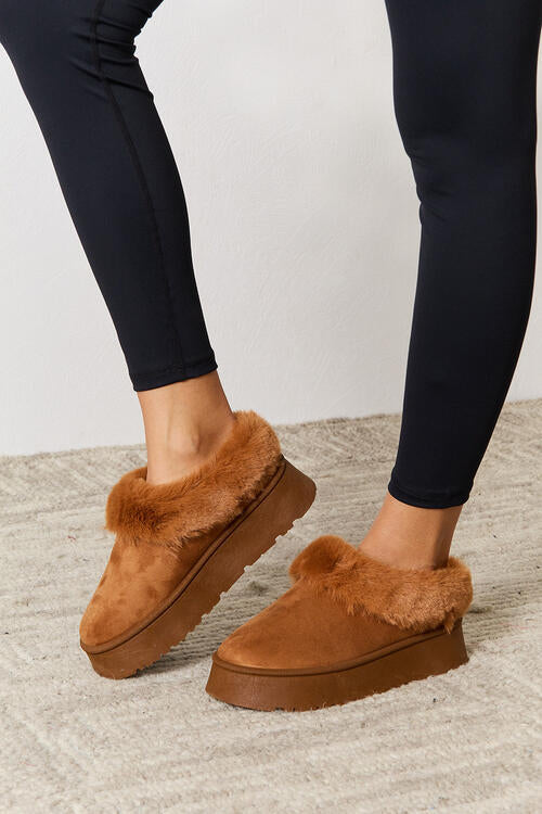 Legend Footwear Furry Chunky Platform Ankle Boots - AllIn Computer