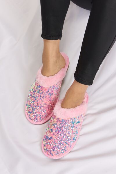 Forever Link Sequin Plush Round Toe Slippers - AllIn Computer