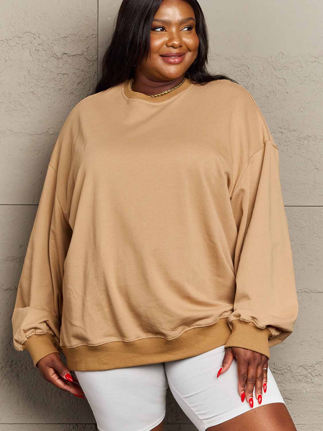 Simply Love Full Size Dropped Shoulder Sweatshirt - AllIn Computer