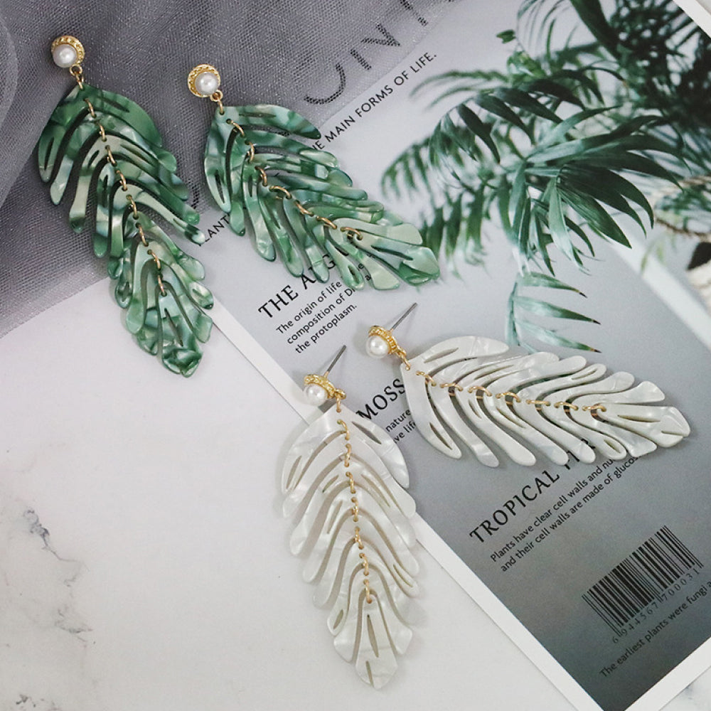Leaf Shape Dangle Earrings - AllIn Computer