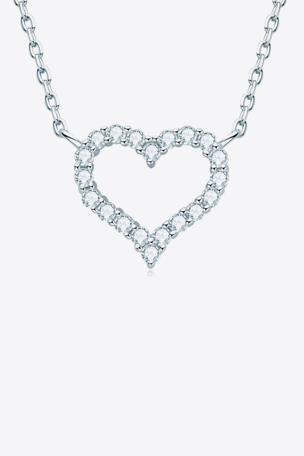 Adored Moissanite Platinum-Plated Heart Necklace - AllIn Computer