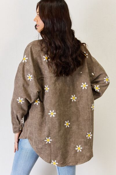 J.NNA Flower Pattern Corduroy Button Down Shirt - AllIn Computer