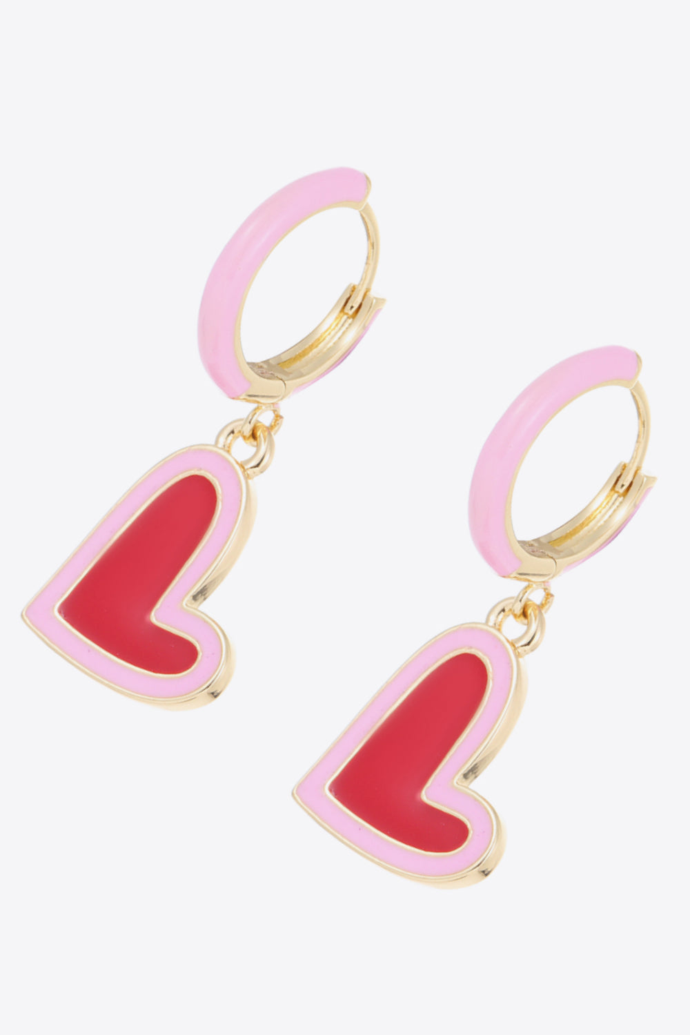 Contrast Heart-Shaped Drop Earrings - AllIn Computer