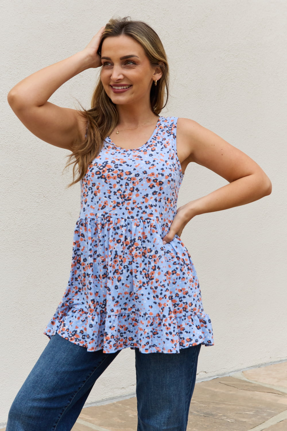 Be Stage Full Size Animal Print Babydoll Top - AllIn Computer