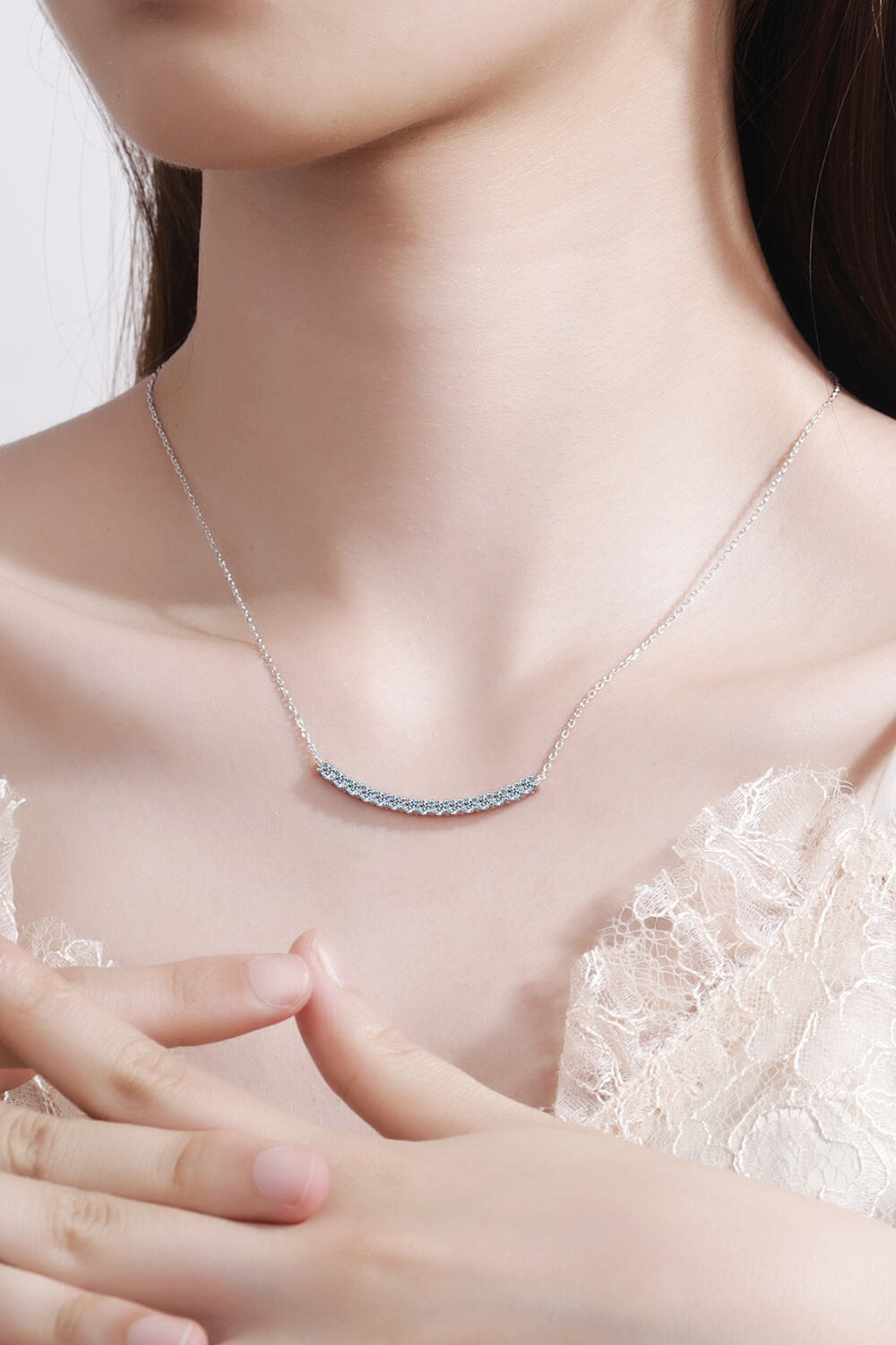 Sterling Silver Curved Bar Necklace - AllIn Computer