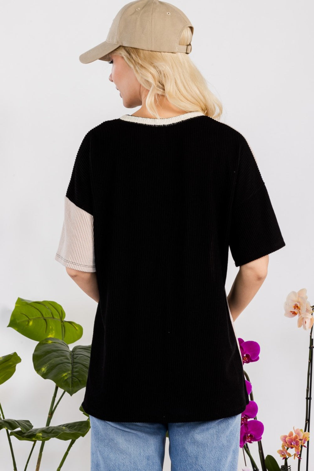 Celeste Full Size Rib Contrast Short Sleeve T-Shirt - AllIn Computer