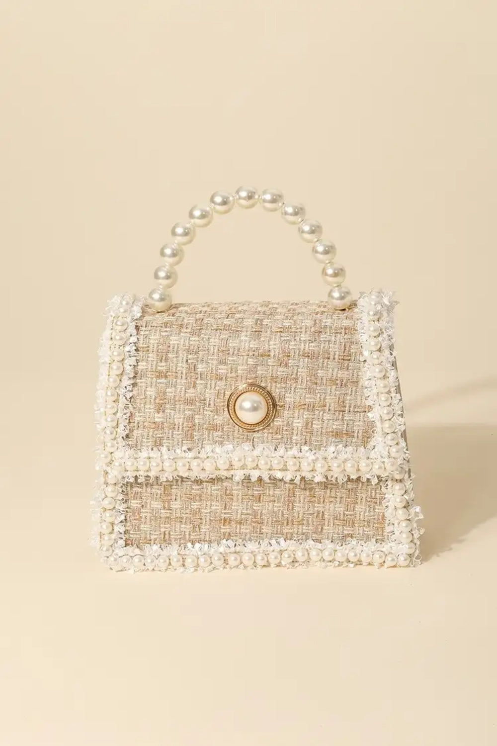 Fame Pearly Trim Woven Handbag - AllIn Computer