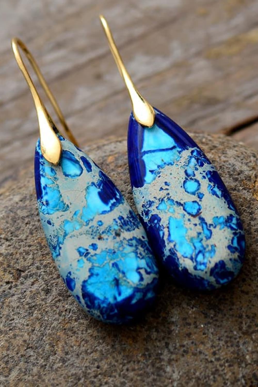 Handmade Teardrop Shape Natural Stone Dangle Earrings - AllIn Computer