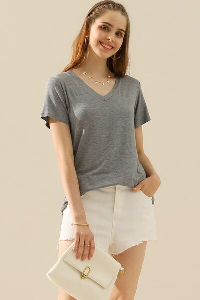 Ninexis Full Size V-Neck Short Sleeve T-Shirt - AllIn Computer