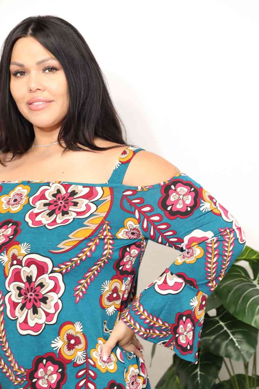 Sew In Love Full Size Floral Cold Shoulder Blouse - AllIn Computer
