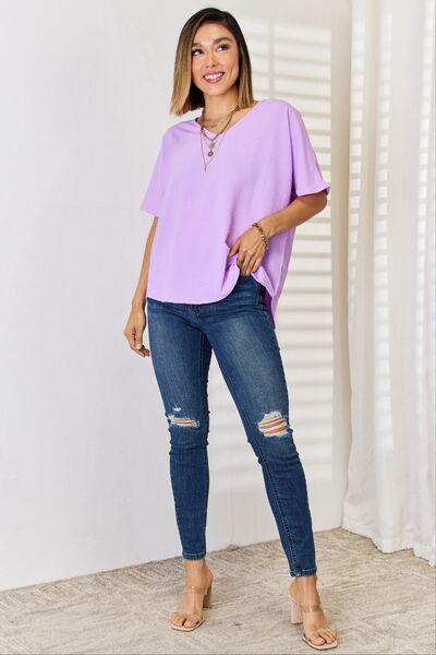 Zenana Texture Short Sleeve T-Shirt - AllIn Computer
