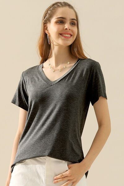 Ninexis Full Size V-Neck Short Sleeve T-Shirt - AllIn Computer