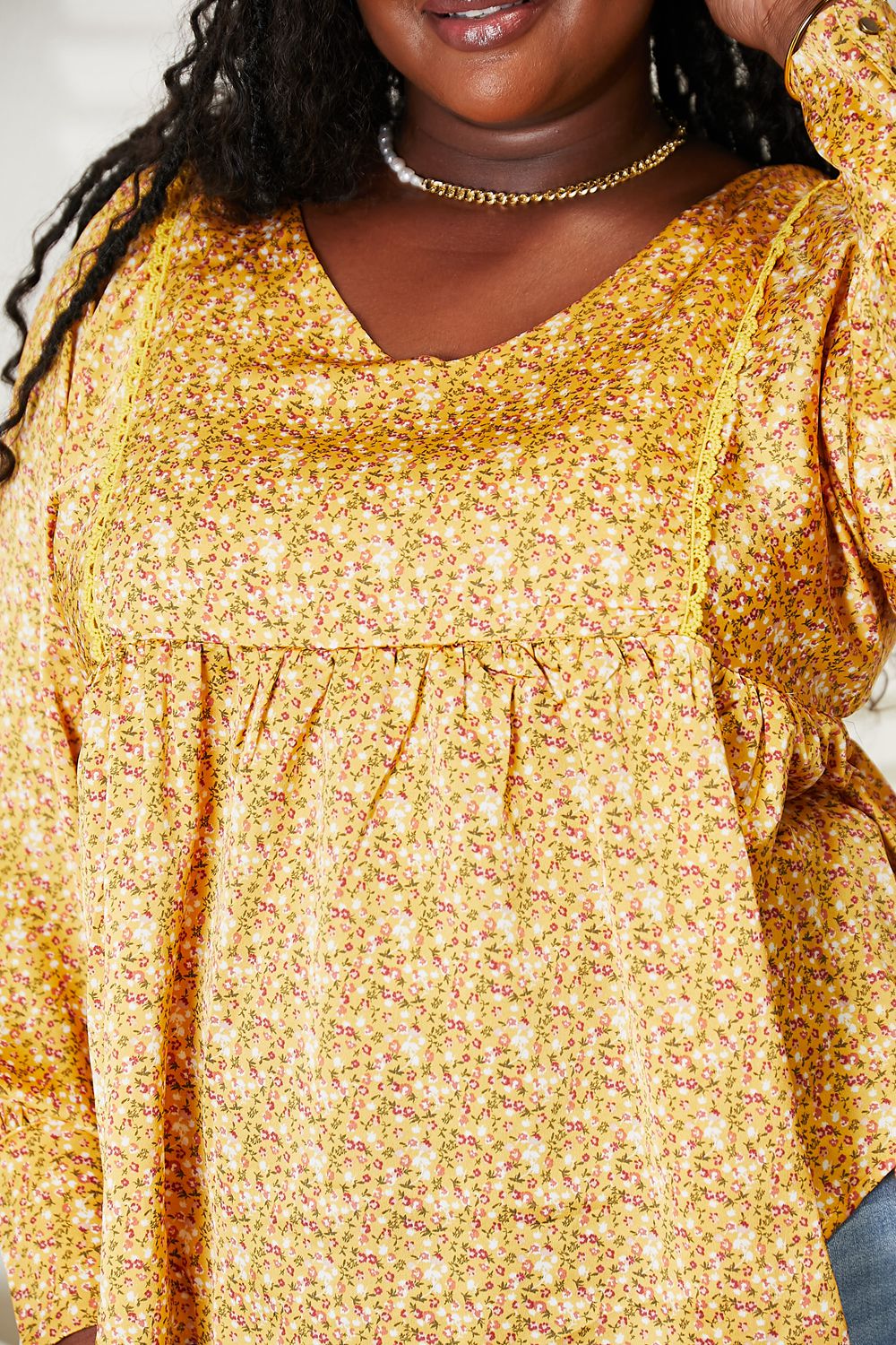 HEYSON Full Size V-Neck Floral Satin Top - AllIn Computer