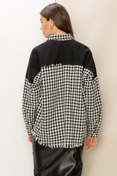 HYFVE Houndstooth Contrast Raw Hem Jacket - AllIn Computer