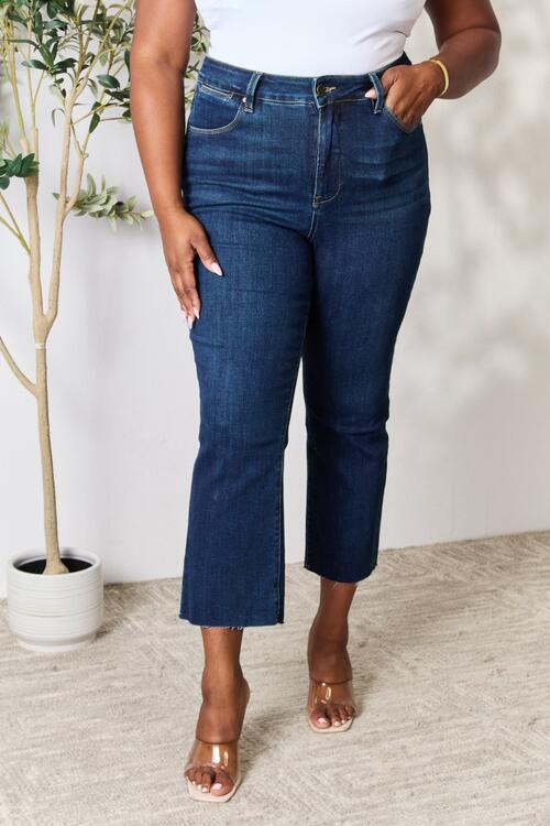 BAYEAS Full Size Raw Hem Straight Jeans - AllIn Computer