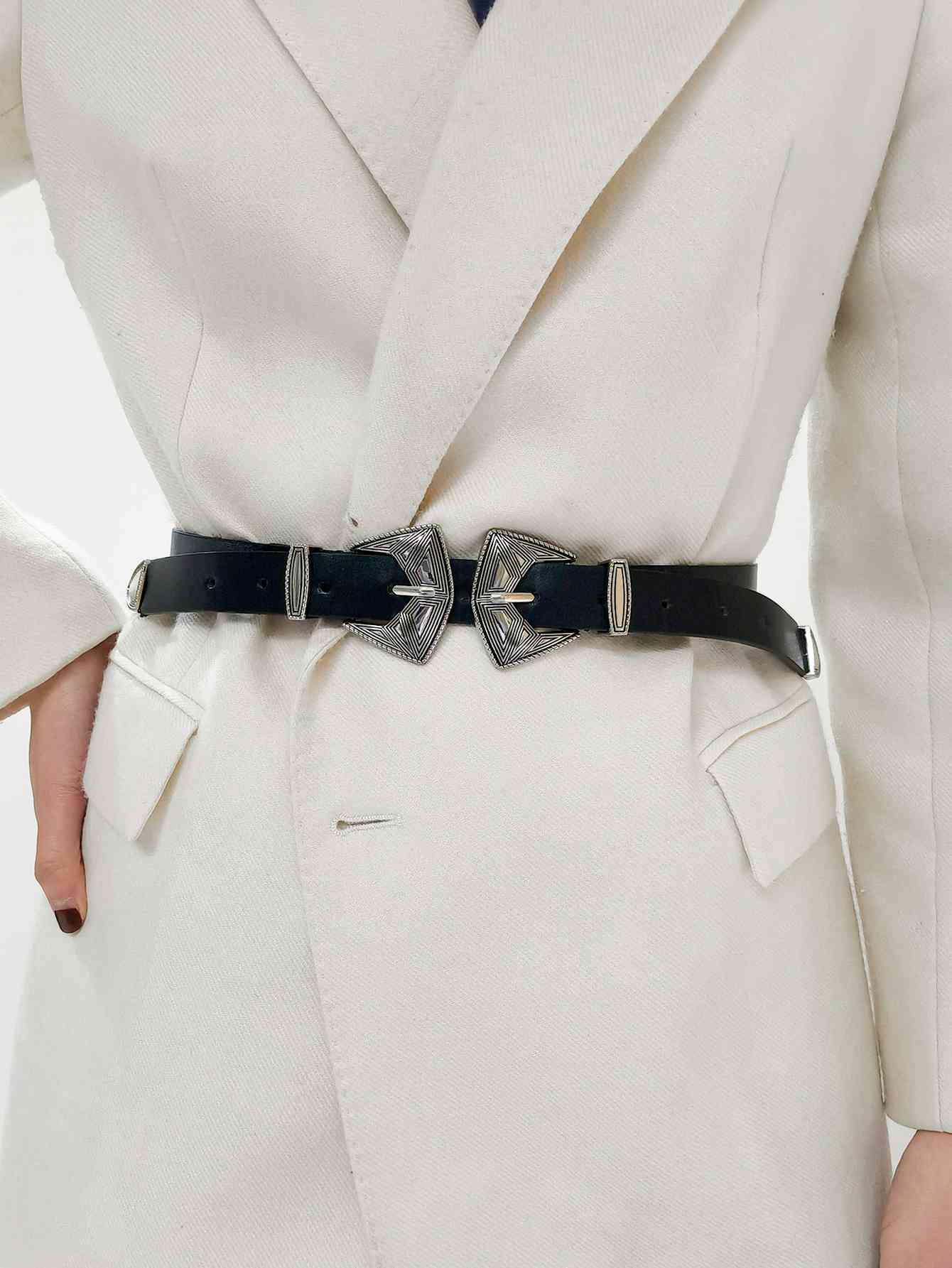 Double Buckle PU Leather Belt - AllIn Computer