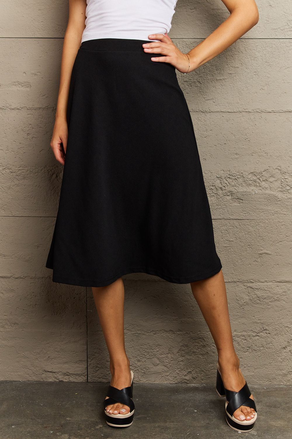 Ninexis Wide Waistband Knee Length Skirt - AllIn Computer