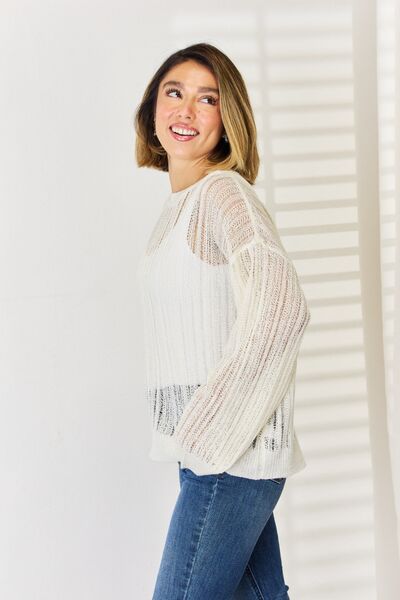 HYFVE Openwork Ribbed Trim Long Sleeve Knit Top - AllIn Computer