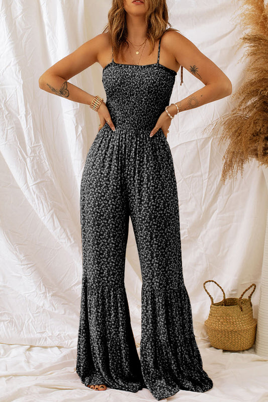 Floral Spaghetti Strap Wide Leg Jumpsuit - AllIn Computer