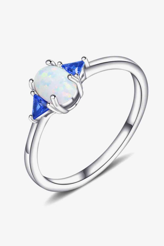 Contrast 925 Sterling Silver Opal Ring - AllIn Computer