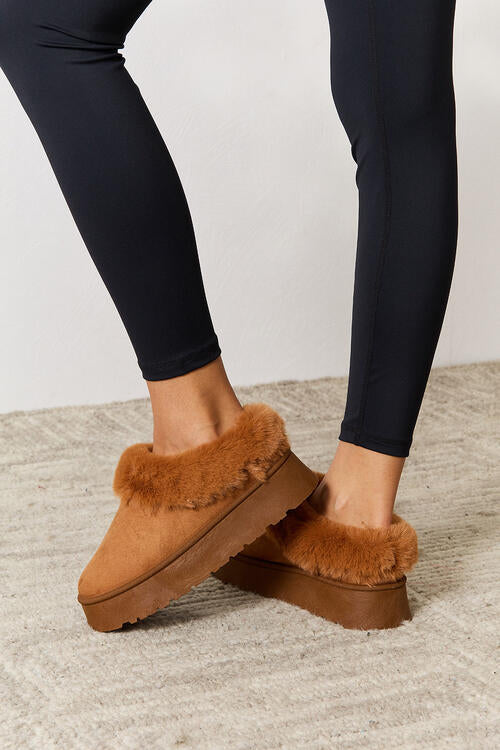 Legend Footwear Furry Chunky Platform Ankle Boots - AllIn Computer