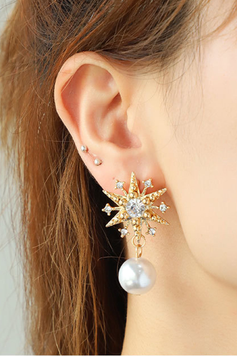 Synthetic Pearl Star Shape Alloy Earrings - AllIn Computer