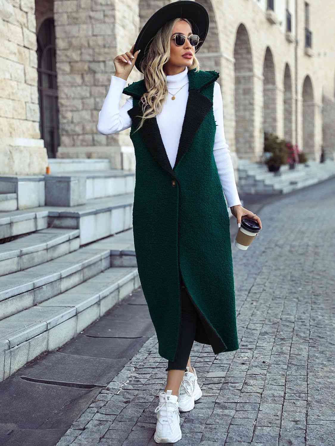 Lapel Collar Sleeveless Coat Vest - AllIn Computer