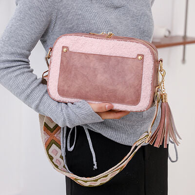 Fuzzy Tassel PU Leather Crossbody Bag - AllIn Computer