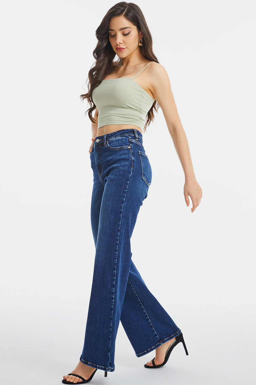 BAYEAS Full Size High Waist Cat's Whisker Wide Leg Jeans - AllIn Computer