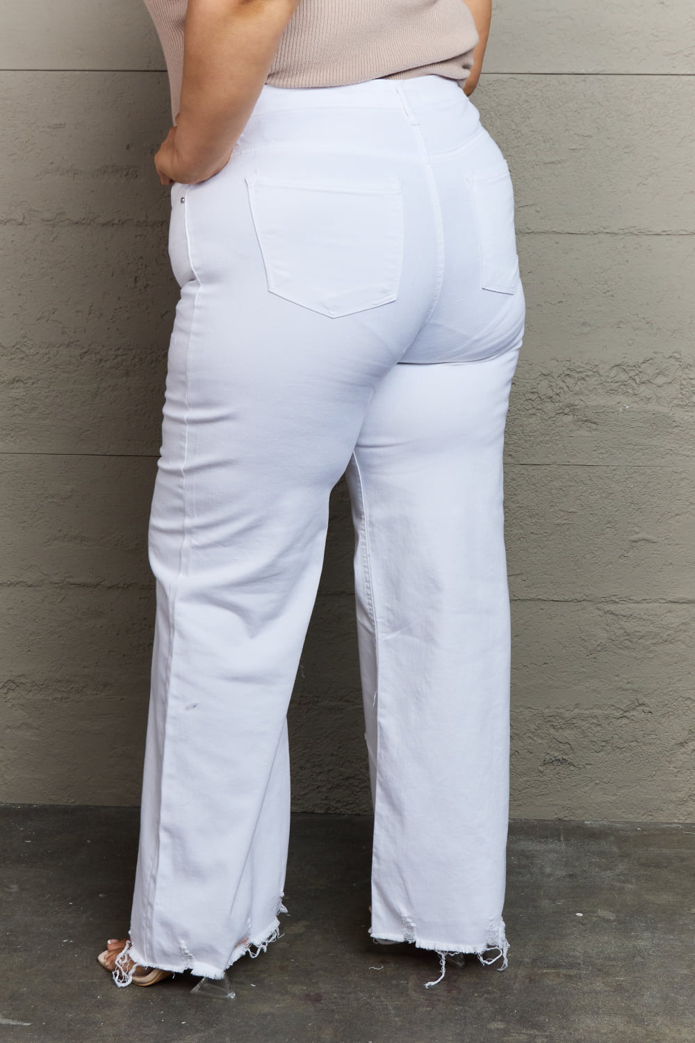 RISEN Raelene Full Size High Waist Wide Leg Jeans in White - AllIn Computer