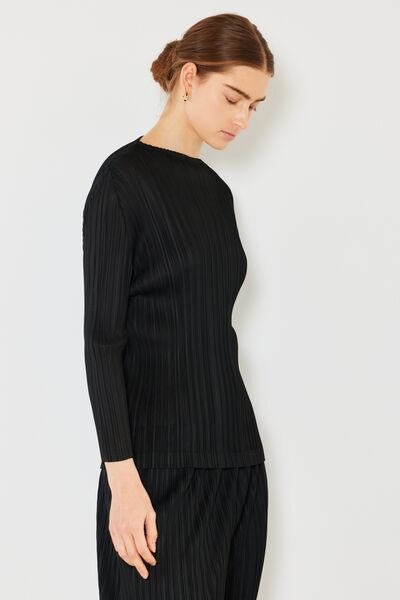 Marina West Swim Pleated Long Sleeve Boatneck Top - AllIn Computer