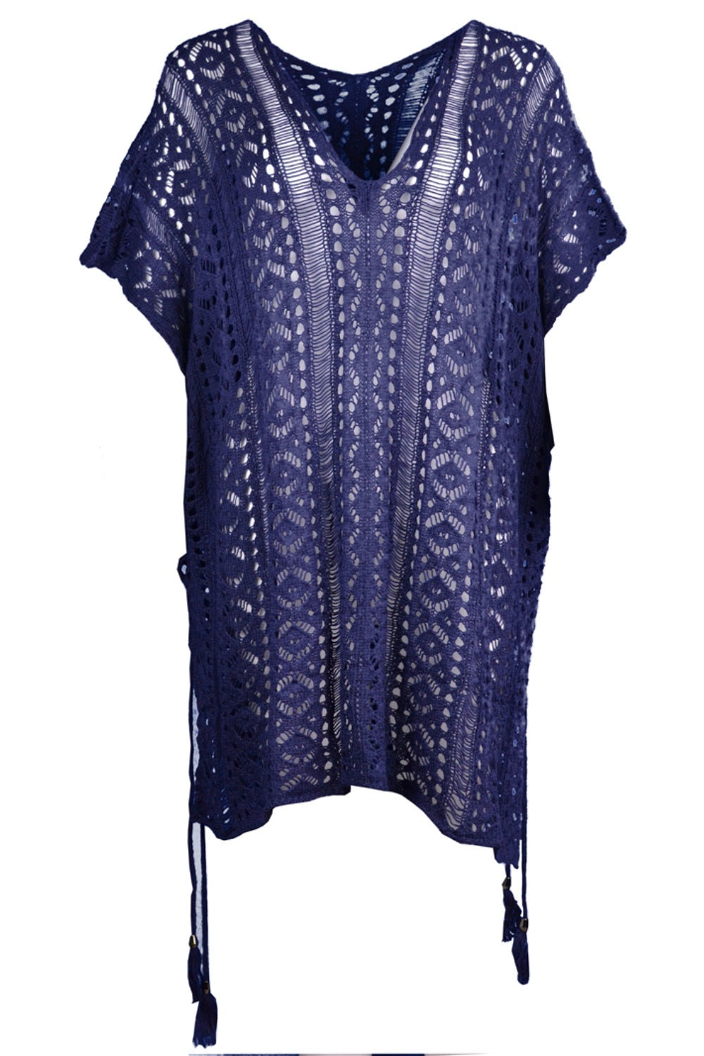 Cutout V-Neck Cover-Up with Tassel - AllIn Computer
