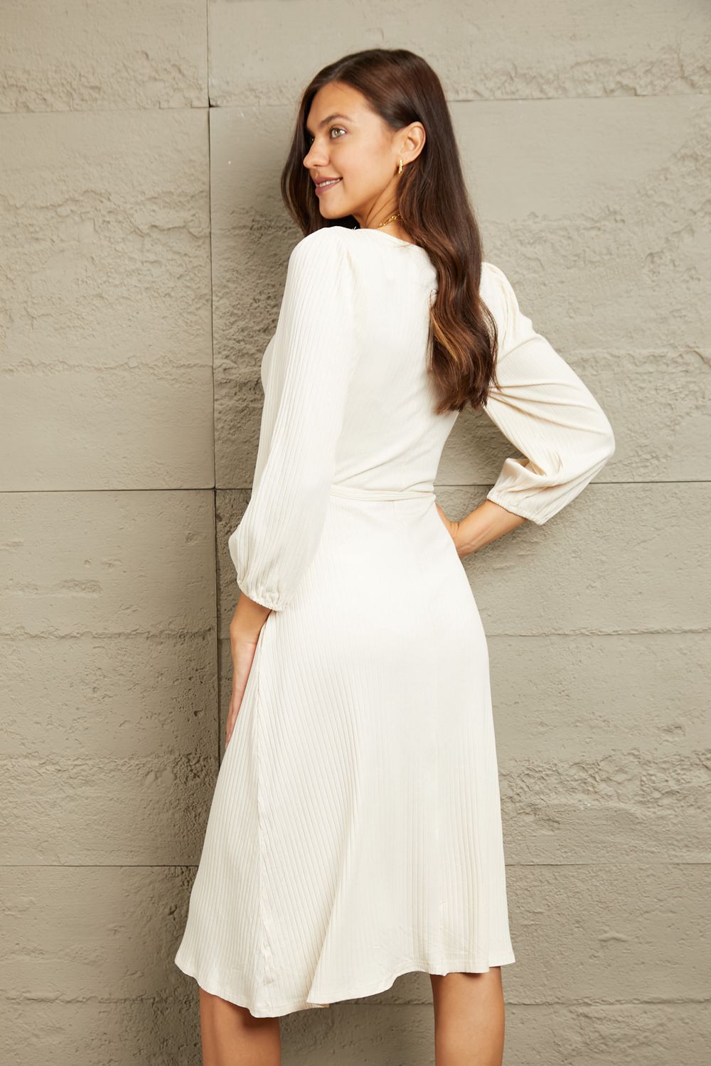 Culture Code Full Size Surplice Flare Ruching Dress - AllIn Computer