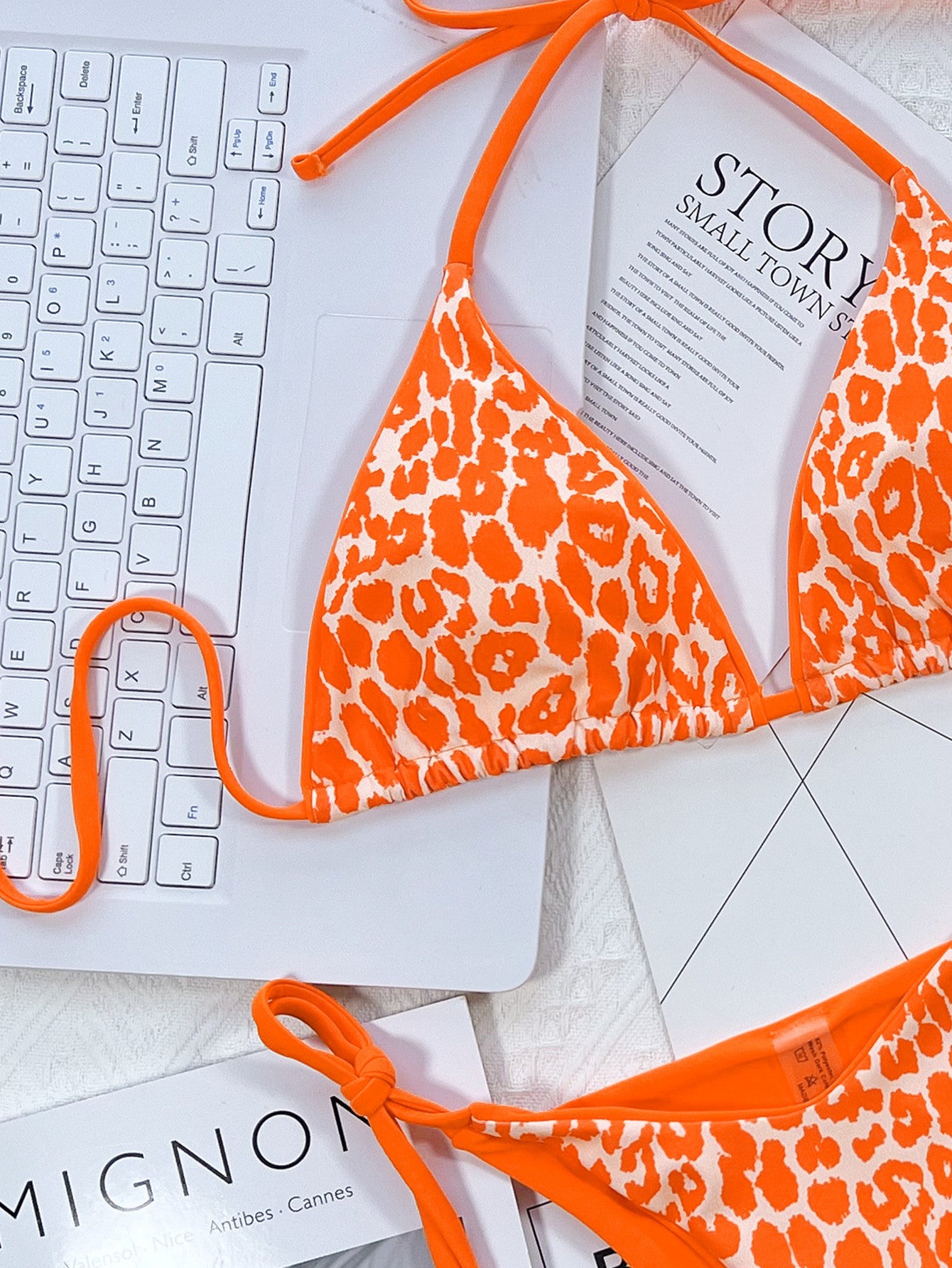 Leopard Print Halter Neck Tie Side Bikini Set - AllIn Computer