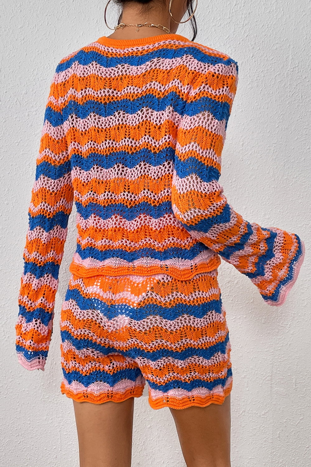Striped Sweater and Knit Shorts Set - AllIn Computer