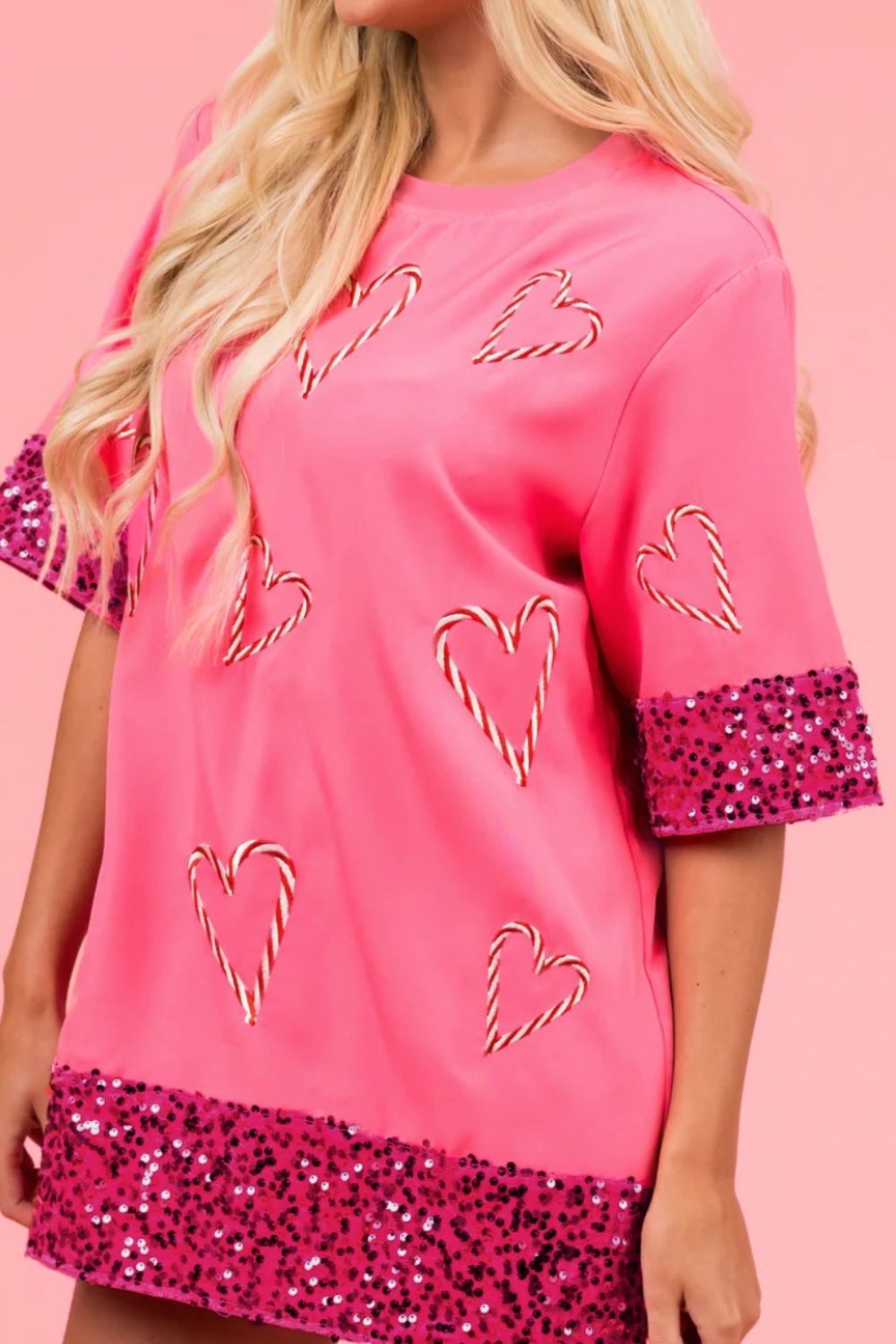 Heart Round Neck Half Sleeve T-Shirt - AllIn Computer